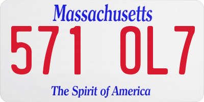 MA license plate 571OL7