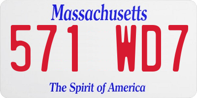 MA license plate 571WD7