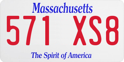MA license plate 571XS8