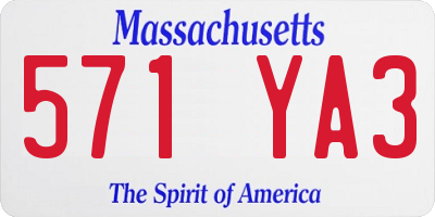 MA license plate 571YA3