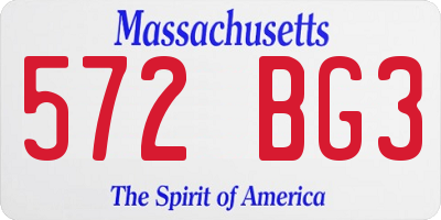 MA license plate 572BG3