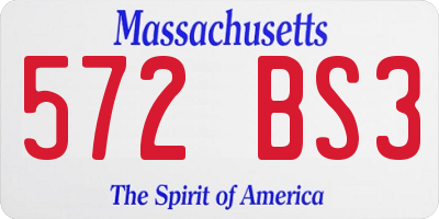 MA license plate 572BS3