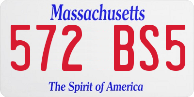 MA license plate 572BS5