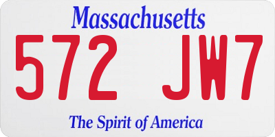 MA license plate 572JW7