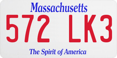 MA license plate 572LK3