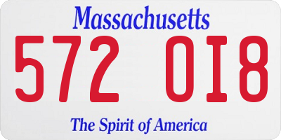 MA license plate 572OI8