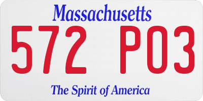 MA license plate 572PO3