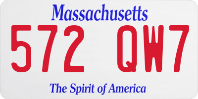 MA license plate 572QW7