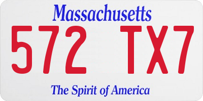 MA license plate 572TX7