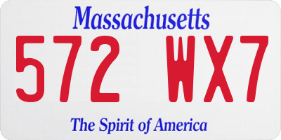 MA license plate 572WX7