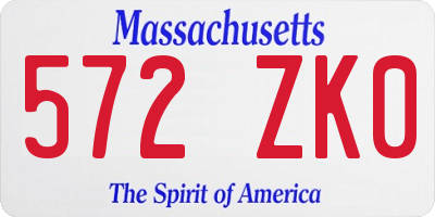 MA license plate 572ZK0