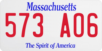 MA license plate 573AO6