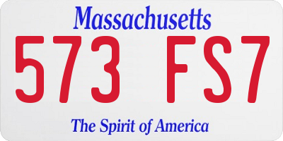 MA license plate 573FS7