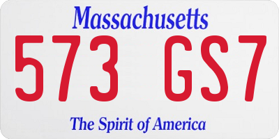 MA license plate 573GS7
