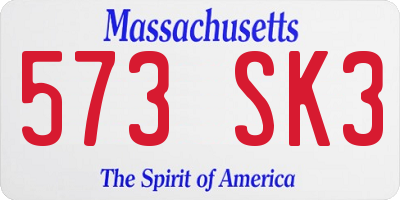 MA license plate 573SK3