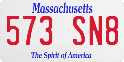 MA license plate 573SN8