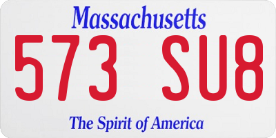 MA license plate 573SU8