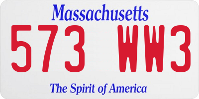 MA license plate 573WW3