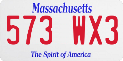 MA license plate 573WX3