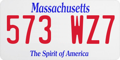 MA license plate 573WZ7