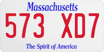 MA license plate 573XD7