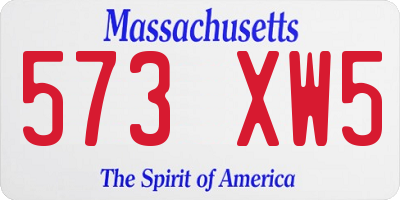 MA license plate 573XW5
