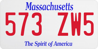 MA license plate 573ZW5