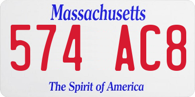 MA license plate 574AC8