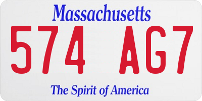 MA license plate 574AG7