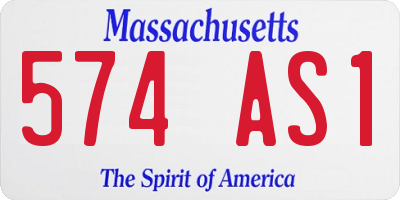 MA license plate 574AS1
