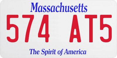 MA license plate 574AT5
