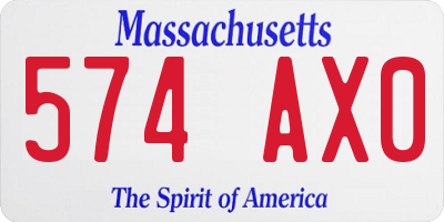MA license plate 574AX0