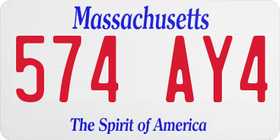 MA license plate 574AY4