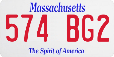MA license plate 574BG2