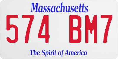 MA license plate 574BM7