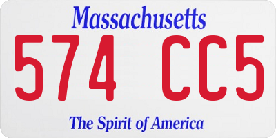 MA license plate 574CC5