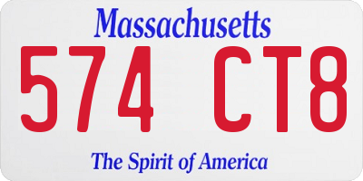 MA license plate 574CT8