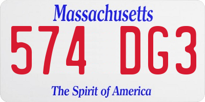MA license plate 574DG3