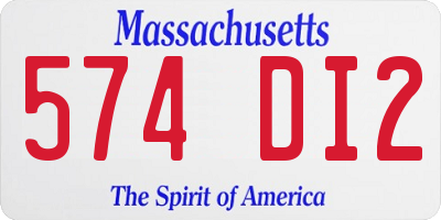 MA license plate 574DI2