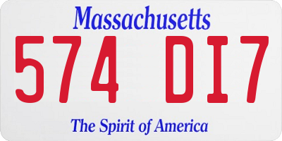 MA license plate 574DI7