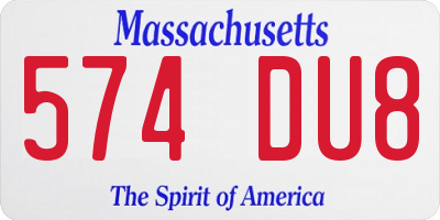MA license plate 574DU8