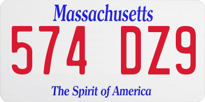 MA license plate 574DZ9