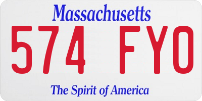 MA license plate 574FY0