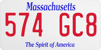 MA license plate 574GC8