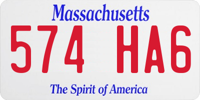 MA license plate 574HA6