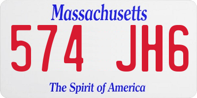 MA license plate 574JH6