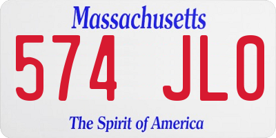 MA license plate 574JL0
