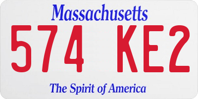 MA license plate 574KE2