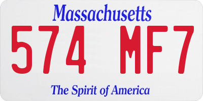 MA license plate 574MF7