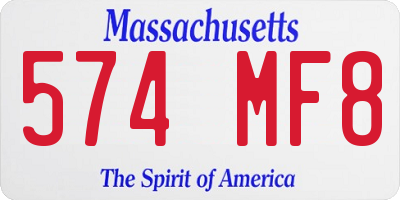 MA license plate 574MF8